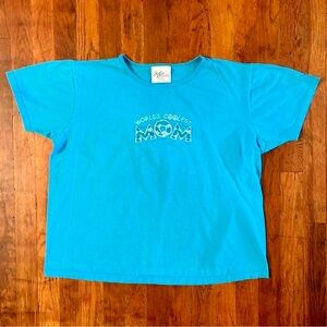 Vintage ‘90s World’s Coolest Mom Mother’s Day Embroidered Teal Blue T-shirt XL